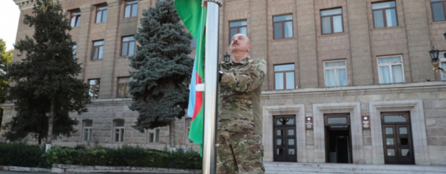 Ilham Aliyev Raised the Flag of Azerbaijan in Khankandi
